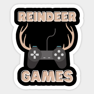 Reindeer Games, Raindeer Games, video games, gamer, video games joke, gift idea,Player,video game,christmas, Rudolph, red nose, antler, Reindeer Sticker